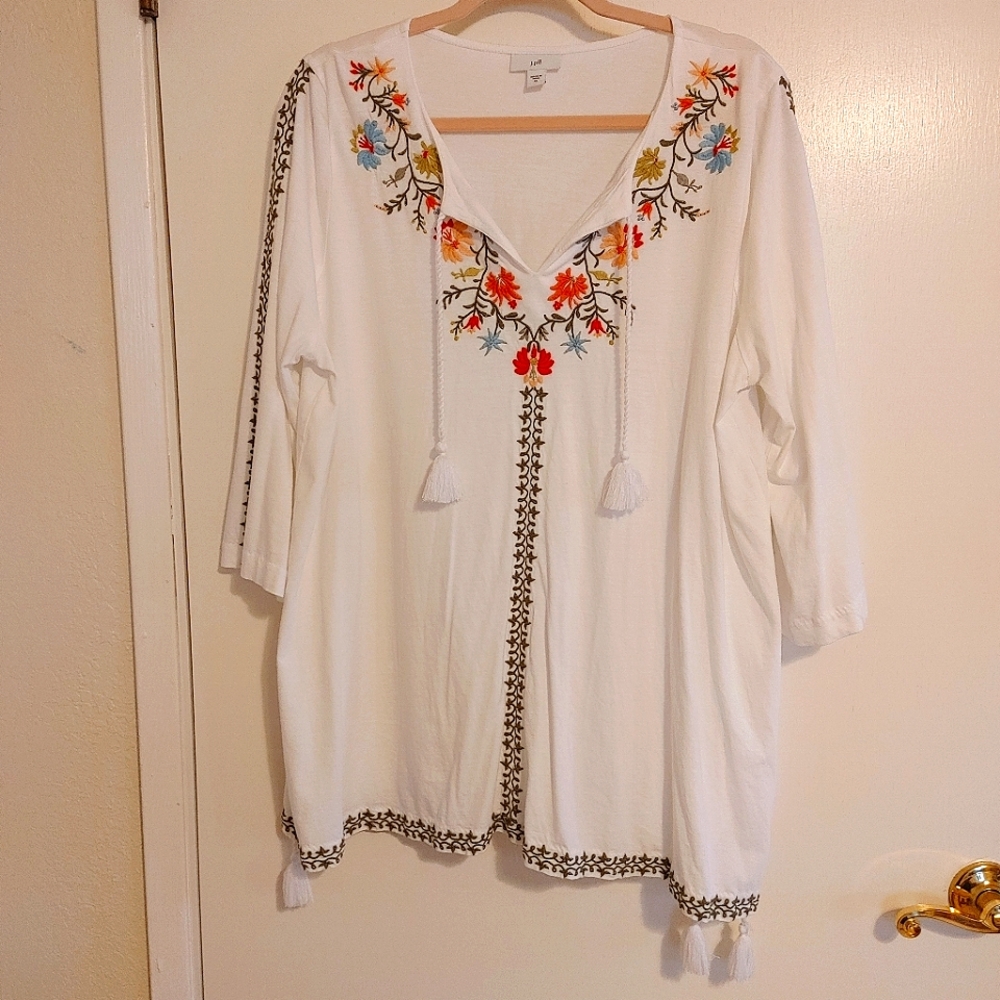 j.jill XL white floral tunic